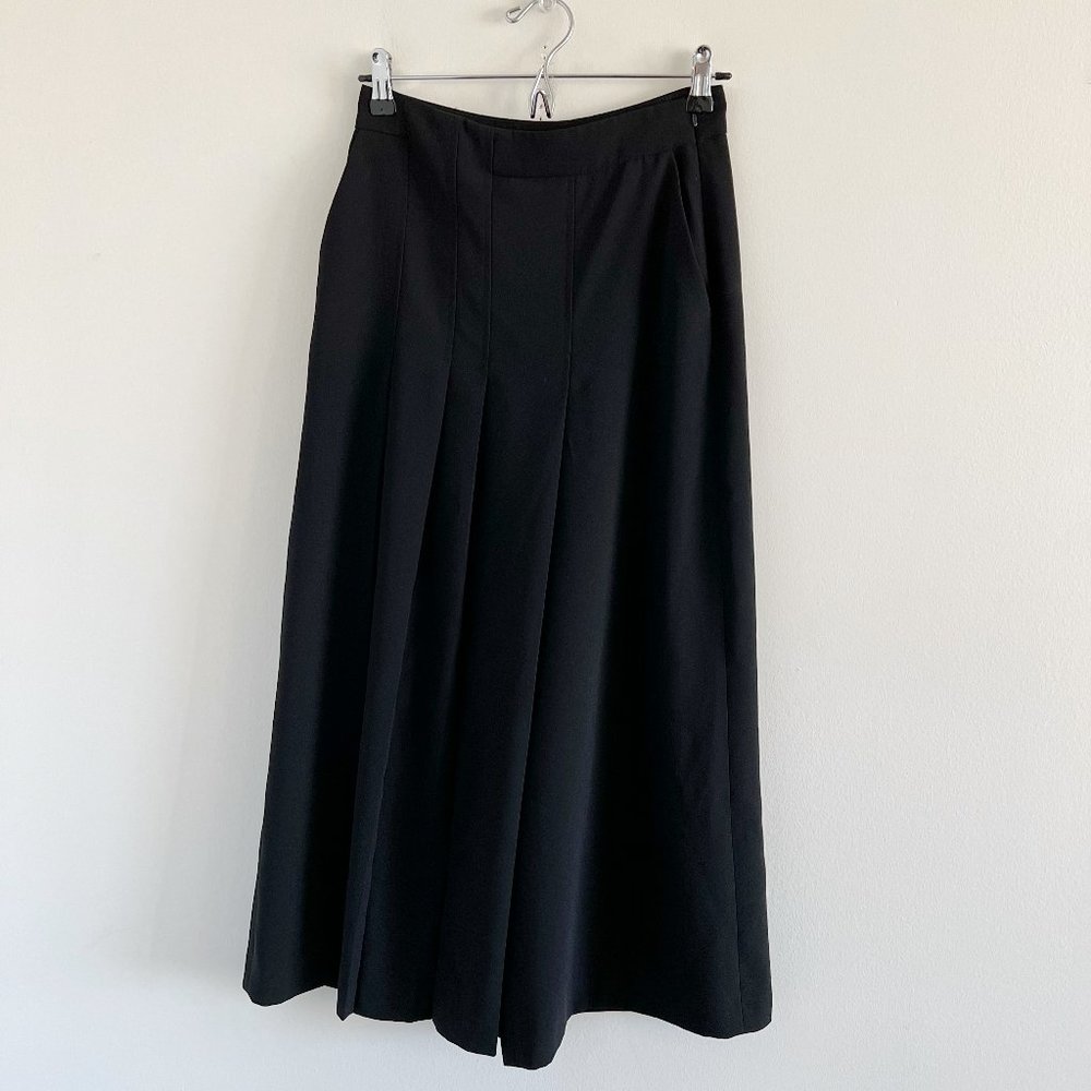 Zara High Waist Pleated Crop Wide Leg Culotte Pants XS Black